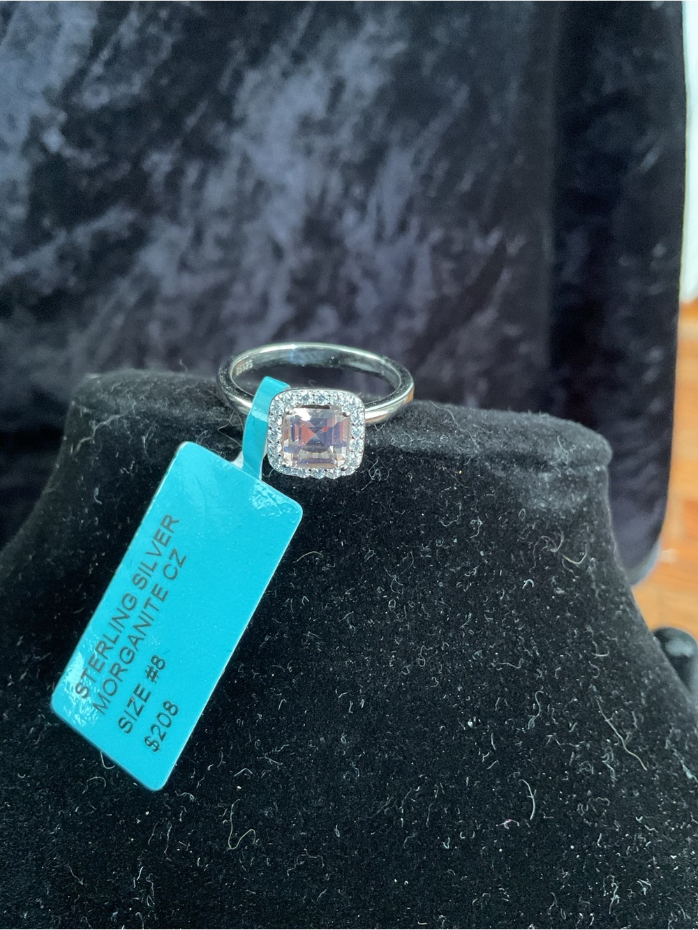 Sterling Silver Morganite CZ Ring